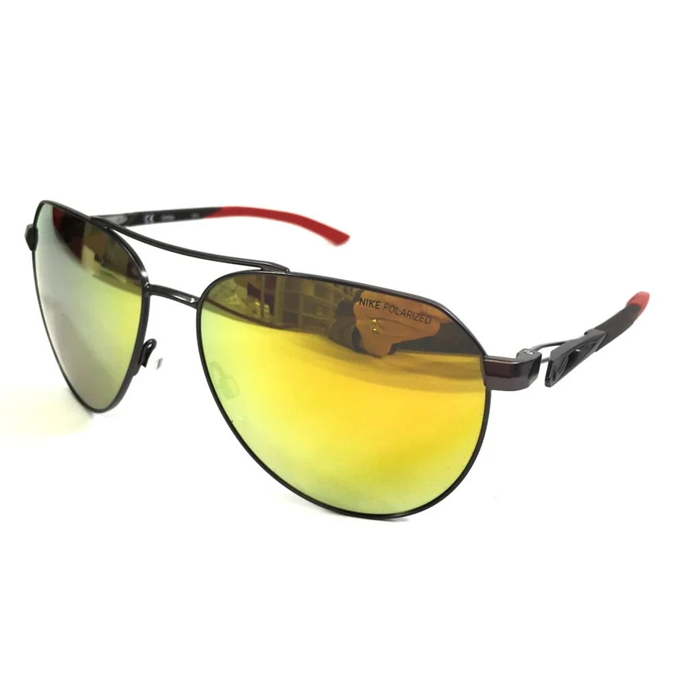 Nike Sunglasses CLUB NINE P DQ0922 933 Black Gray with Yellow Polarized Lenses